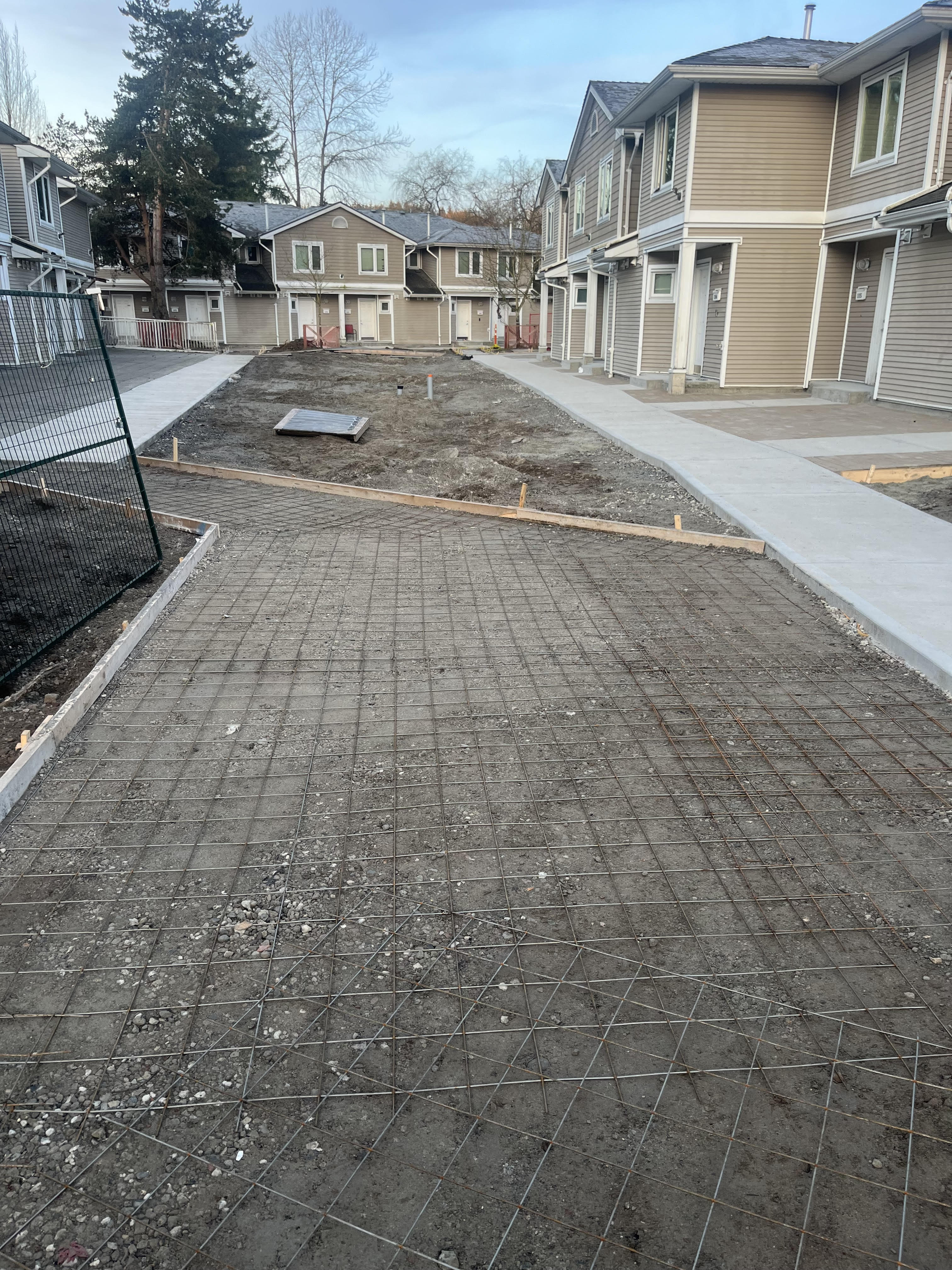Rebar and formwork prepared for a concrete pour